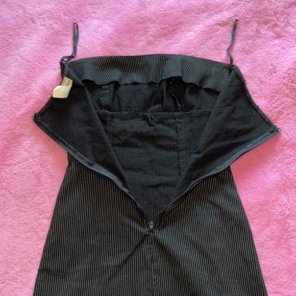 Strapless Black Pinstripe Mini Dress Small or Medium - Picture 5 of 6